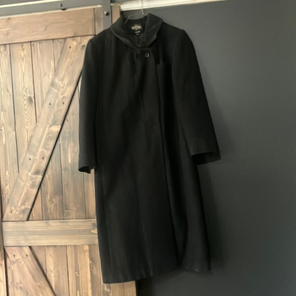 For Repair / Scrap Vintage Braetan Black Wool Trench Coat 4P Made in Ukraine